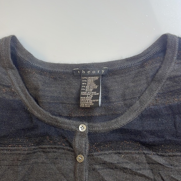 Theory Striped Oversized Cardigan On Cashmere - Picture 3 of 4